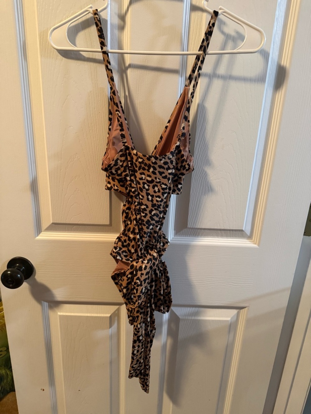 Aerie Leopard Print Full Coverage Wrap Bathing Suit Women’s Size Medium - Picture 3 of 4